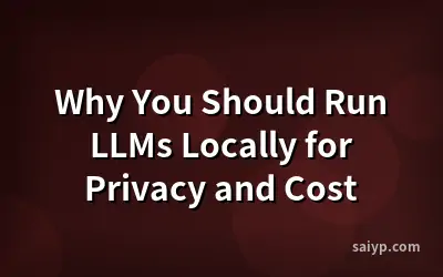 Why You Should Run LLMs Locally for Privacy and Cost