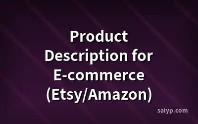 Product Description for E-commerce (Etsy/Amazon)